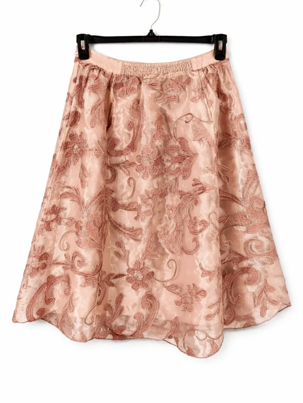 Anthro Maeve Shannon‎ Embroidered Midi Skirt M Pink A-Line Floral NWOT - Picture 4 of 13